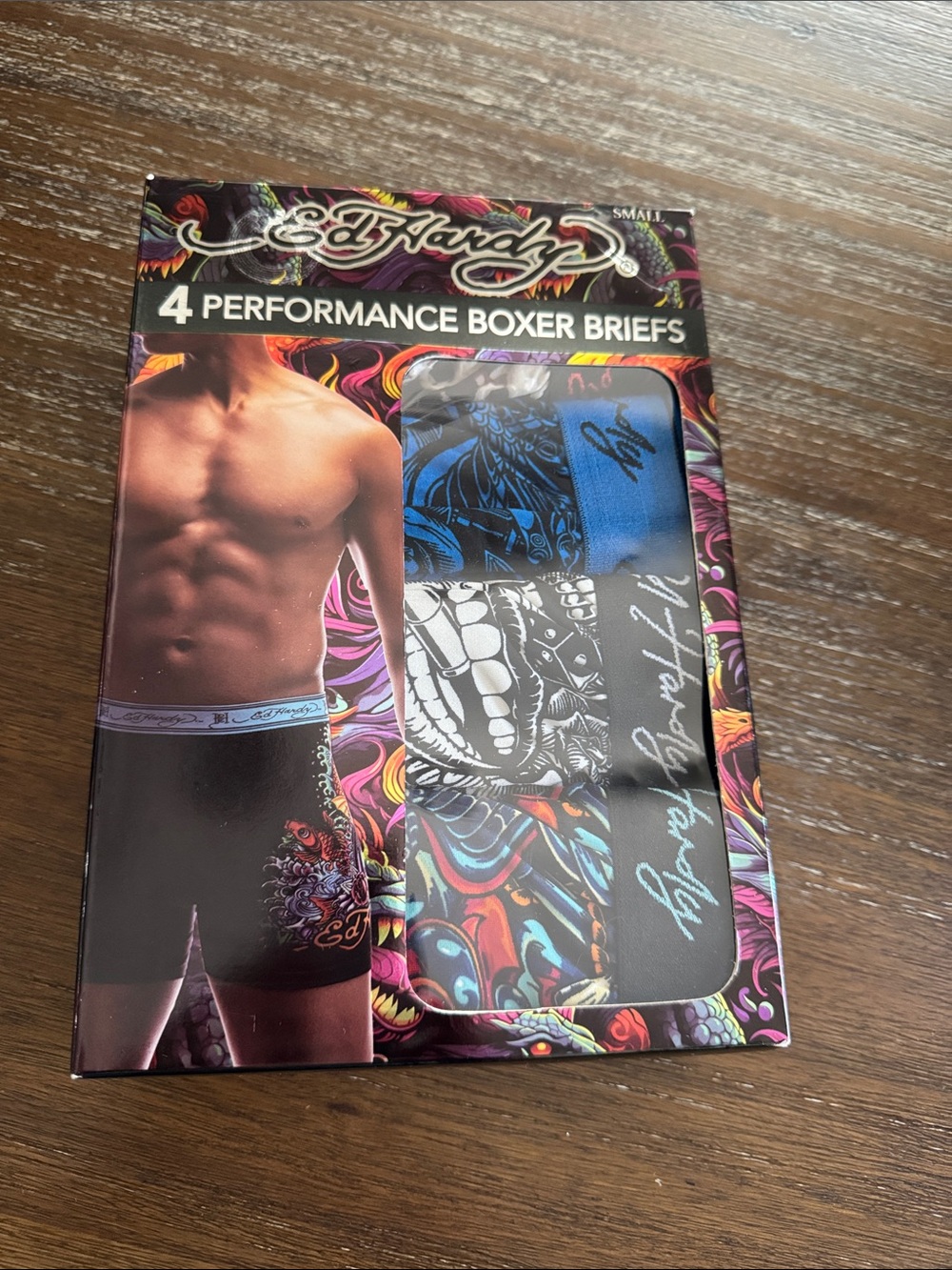 Ed Hardy 4-Pack Men’s Performance Boxer Briefs Small 28-30 Multicolor Prints